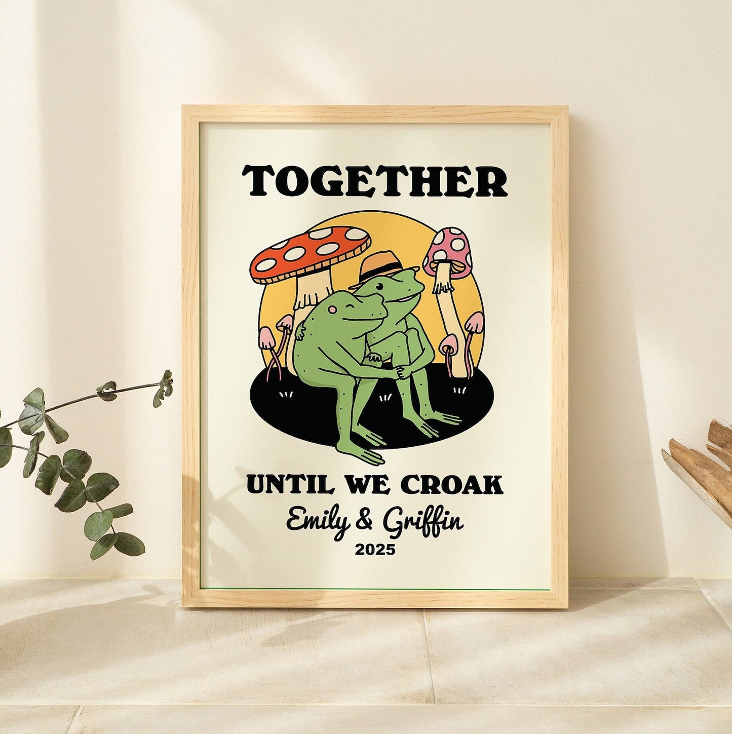 50%OFF⭐️Personalized Frog Illustration Print Frame Together Until We Croak Style 3