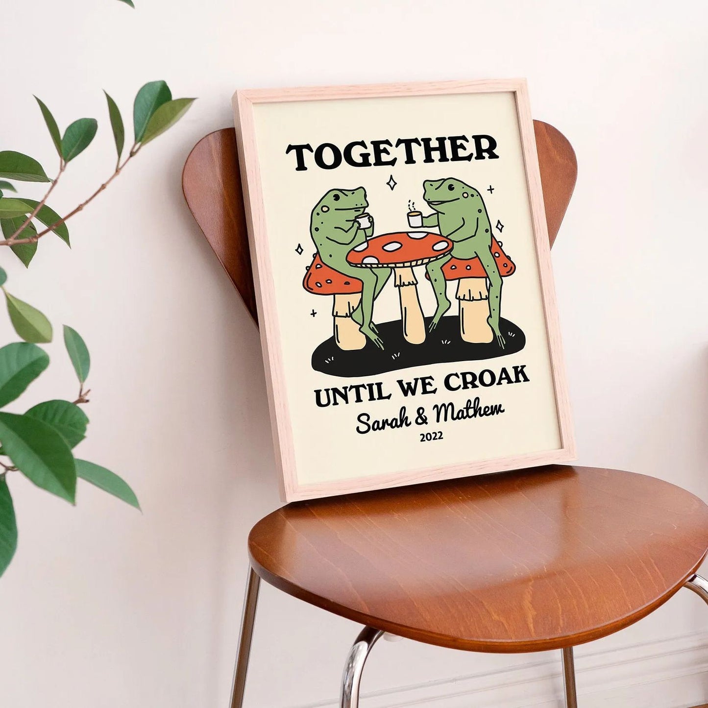 50%OFF⭐️Personalized Frog Illustration Print Frame Together Until We Croak Style 1