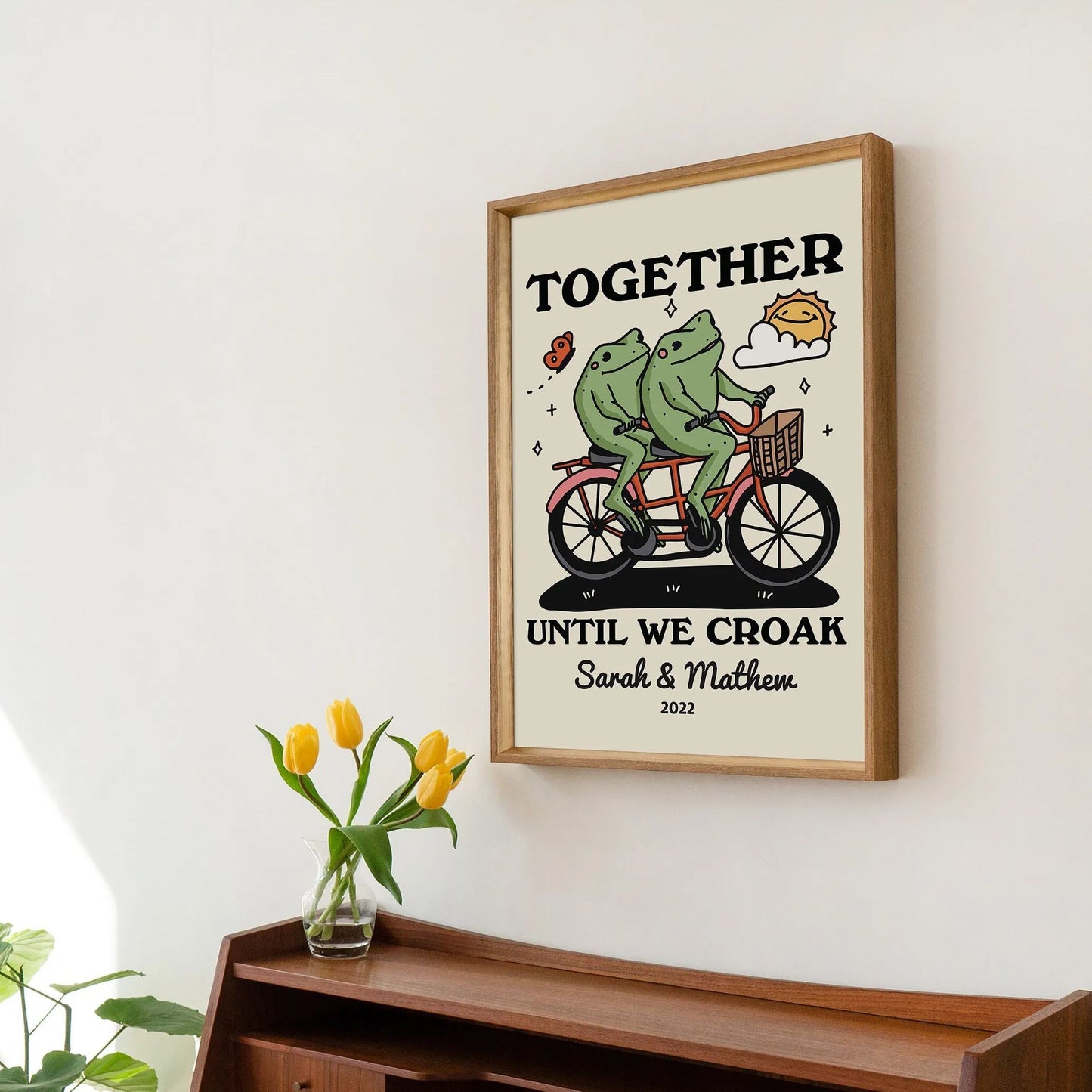 50%OFF⭐️Personalized Frog Illustration Print Frame Together Until We Croak Style 2