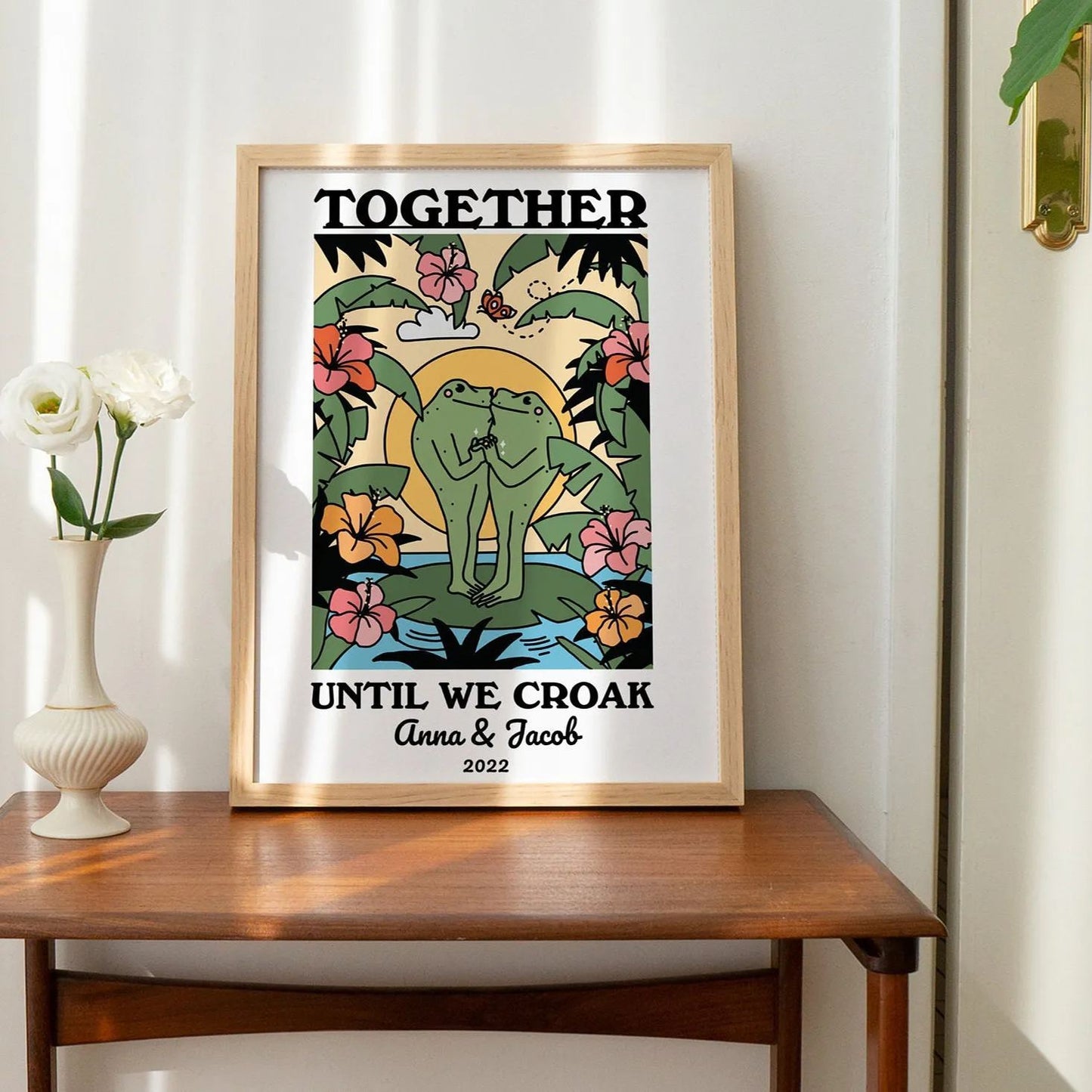 50%OFF⭐️Personalized Frog Illustration Print Frame Together Until We Croak Style 4