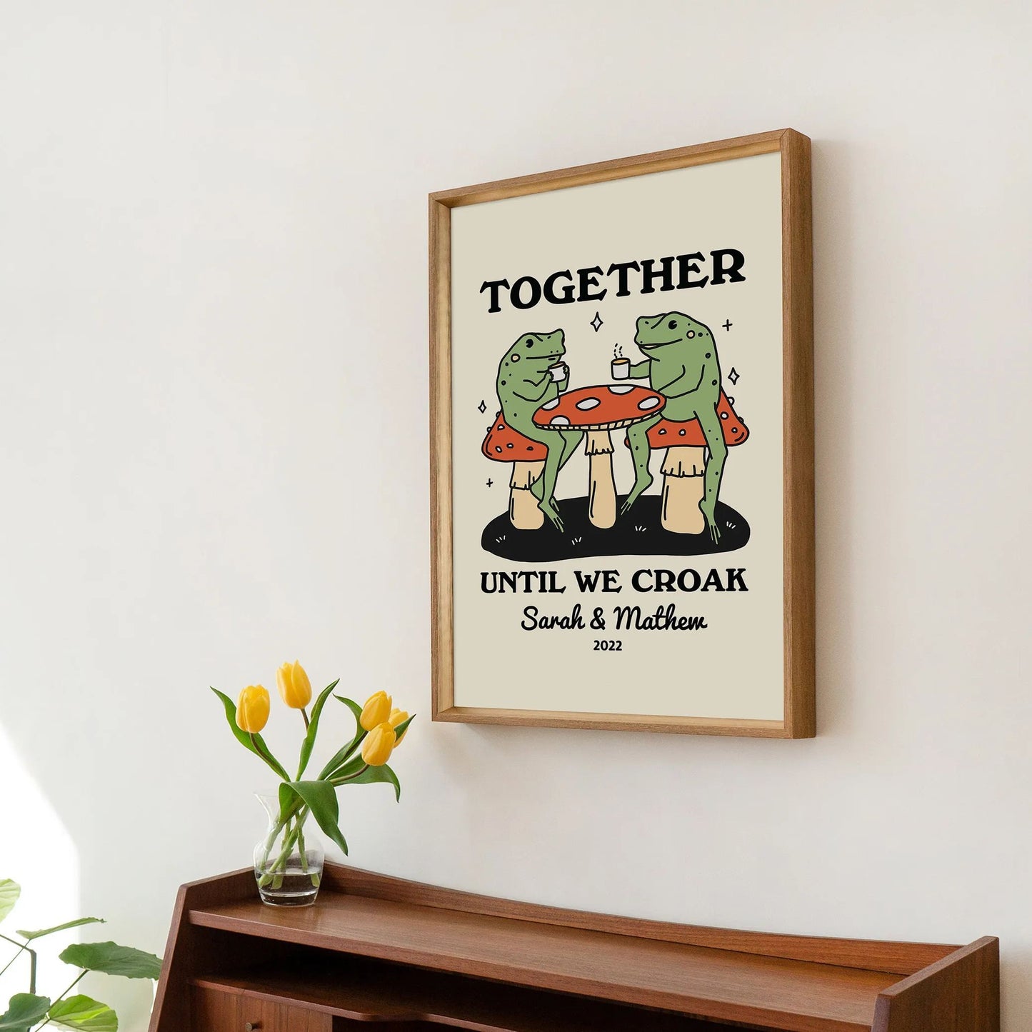 50%OFF⭐️Personalized Frog Illustration Print Frame Together Until We Croak Style 1