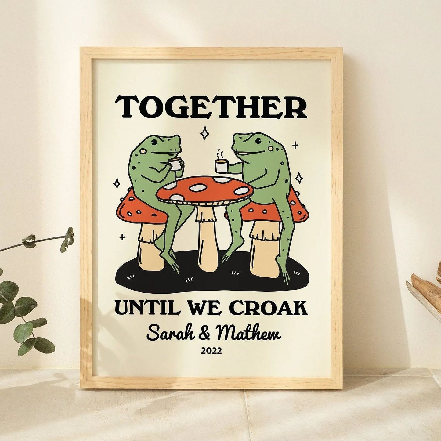 50%OFF⭐️Personalized Frog Illustration Print Frame Together Until We Croak Style 1