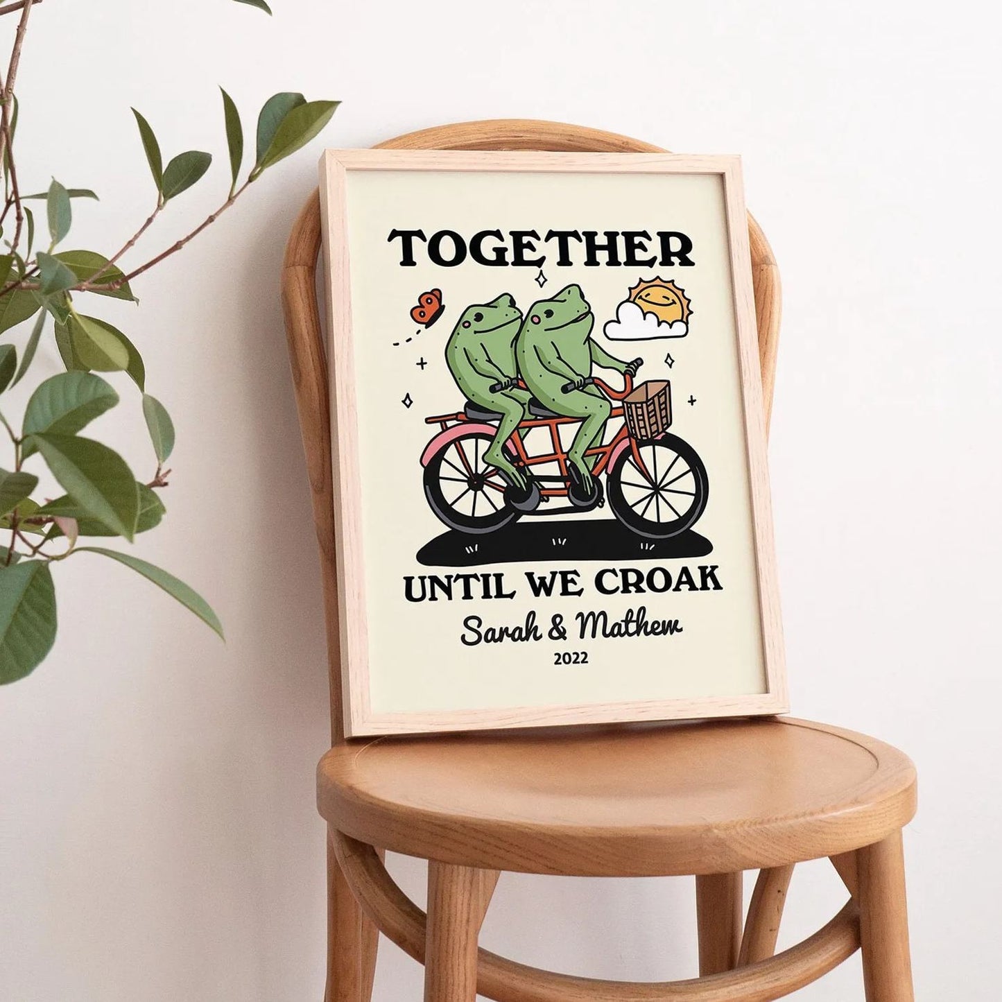 50%OFF⭐️Personalized Frog Illustration Print Frame Together Until We Croak Style 2