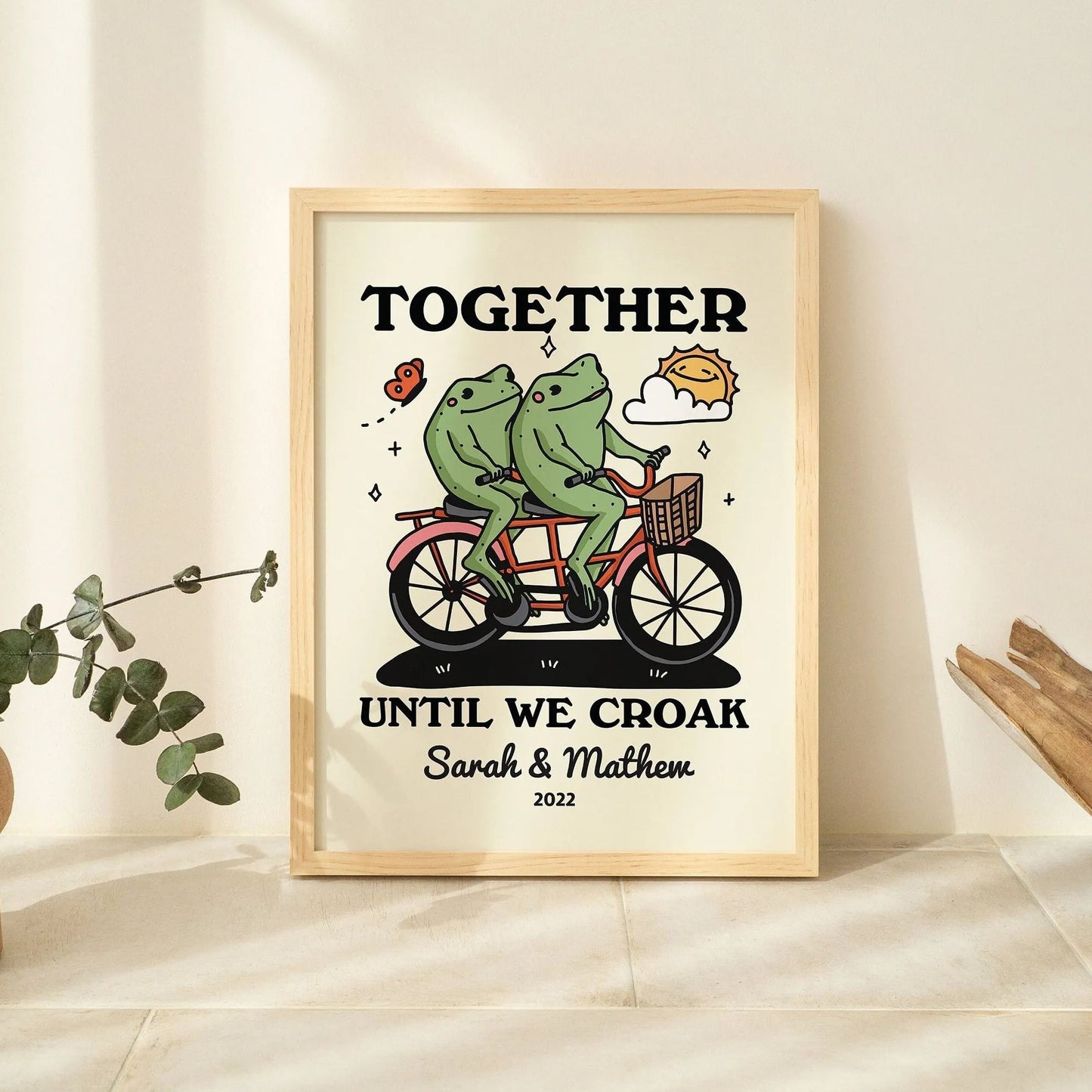 50%OFF⭐️Personalized Frog Illustration Print Frame Together Until We Croak Style 2