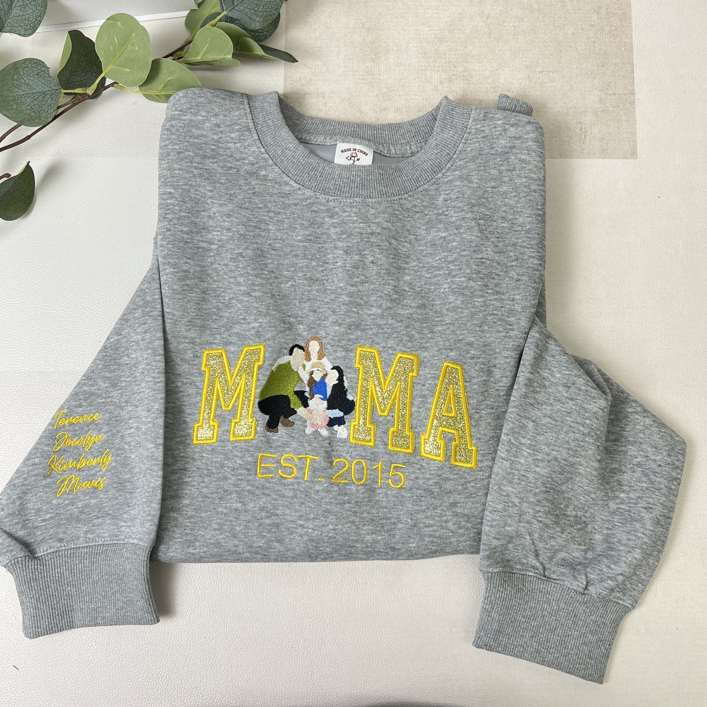 Personalized Embroidered Family Photo Glitter Hoodie Sweatshirt