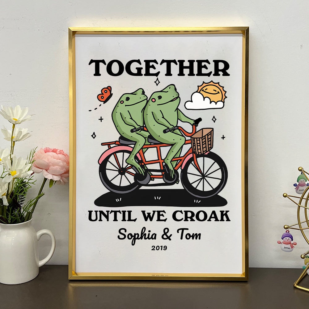 50%OFF⭐️Personalized Frog Illustration Print Frame Together Until We Croak Style 2