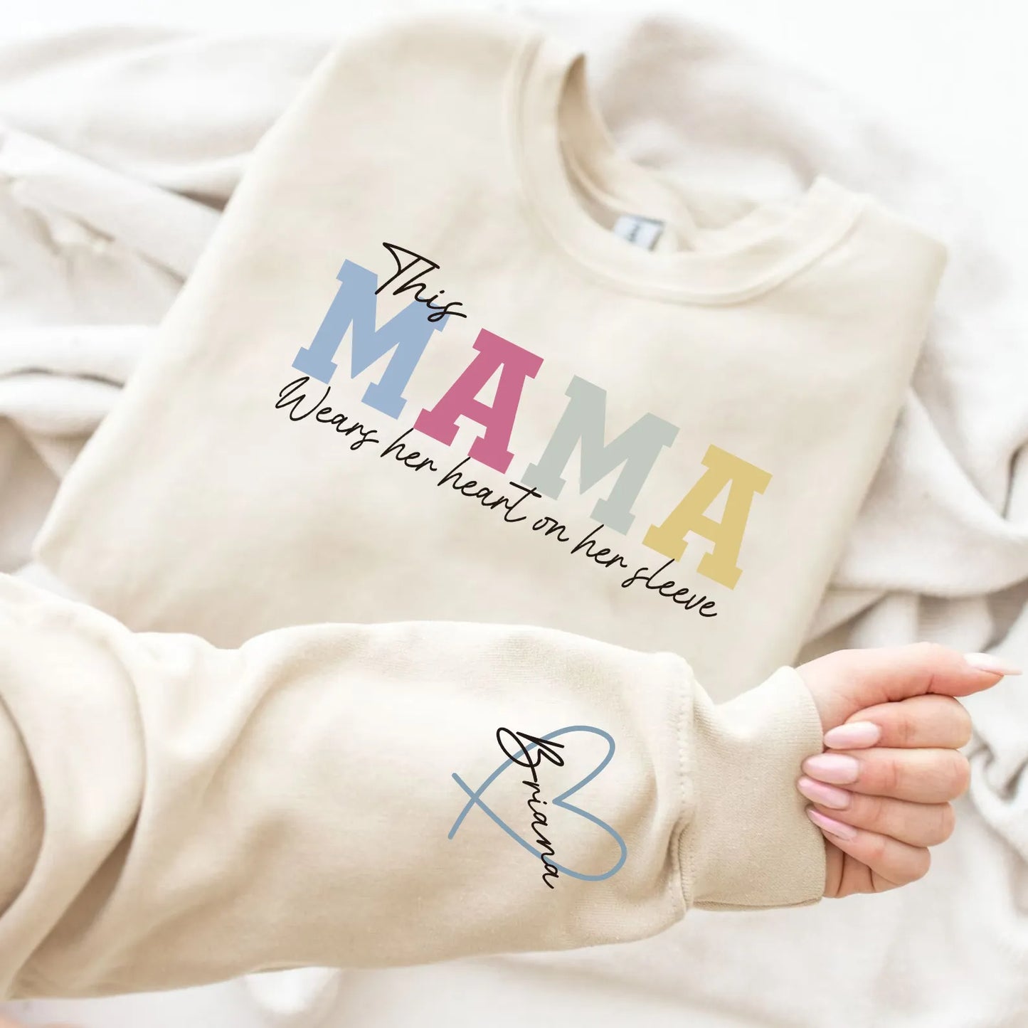 🔥Custom Wear Heart On Sleeve Sweatshirt For Mom And Grandma