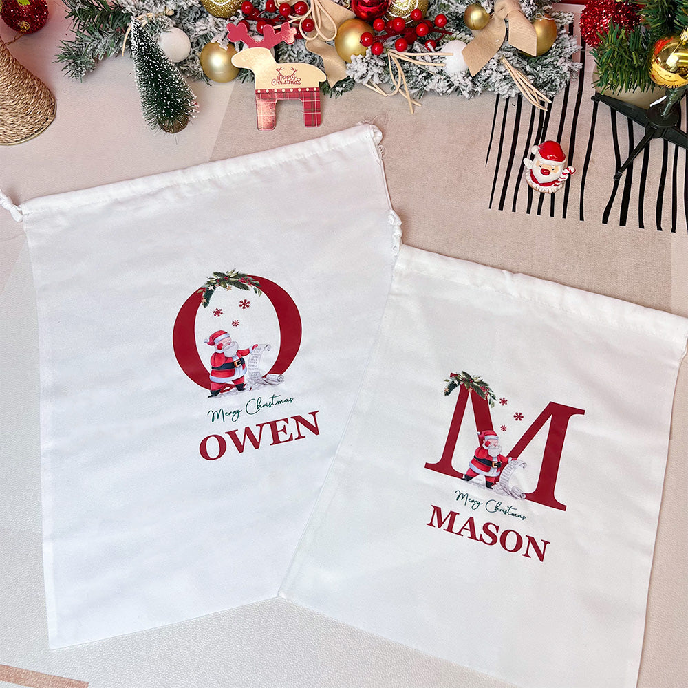 50%OFF⭐️Personalised Capital Letter Santa Family Gift Bag