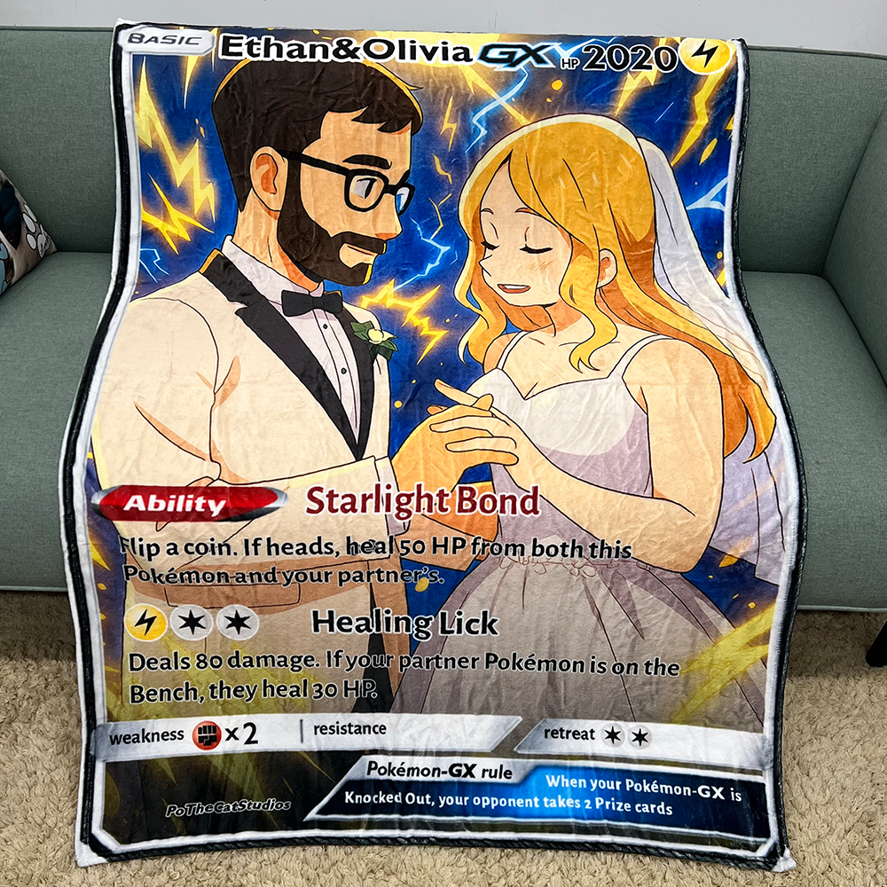 Custom Anime Couple Pokecard Blanket V/Vmax/VSTAR/EX/GX/TRAINER Card Blanket