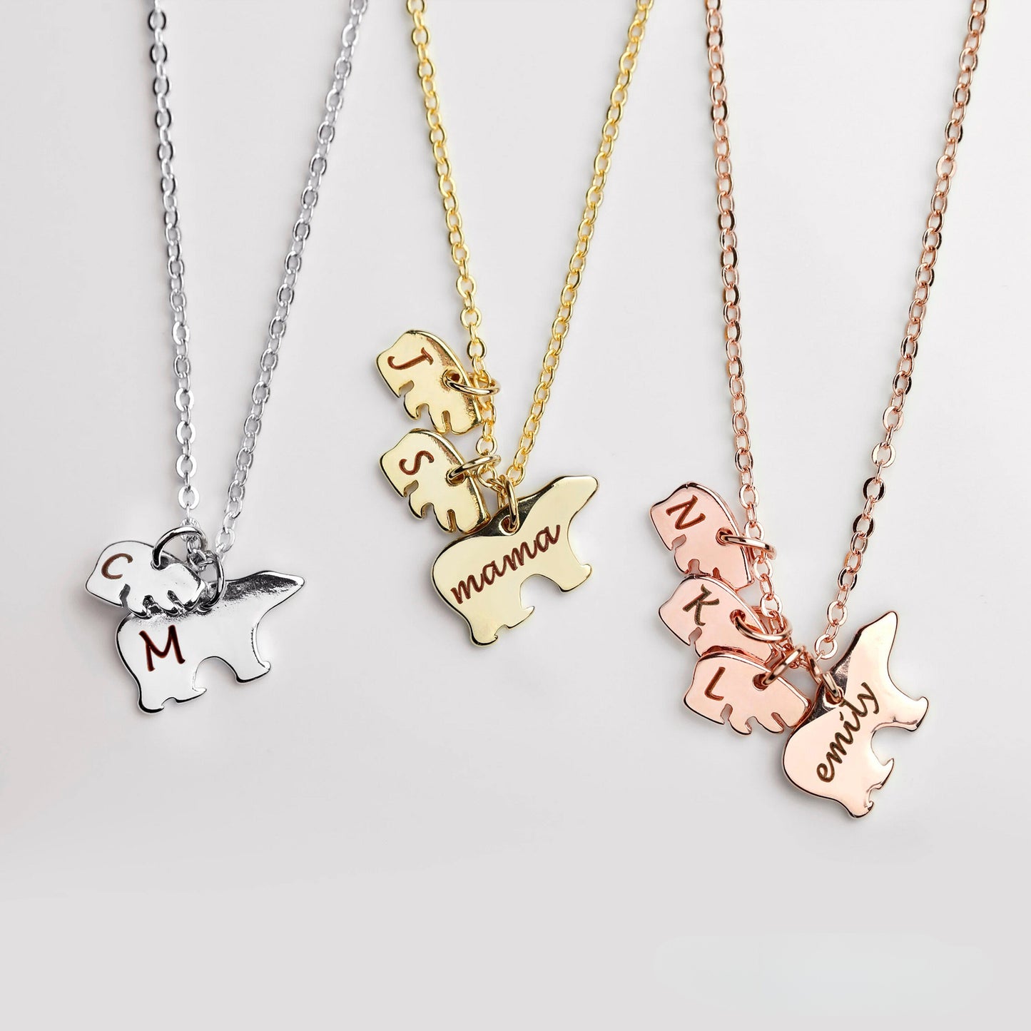 Personalized Mama and Baby Necklace Mama Bear Jewelry