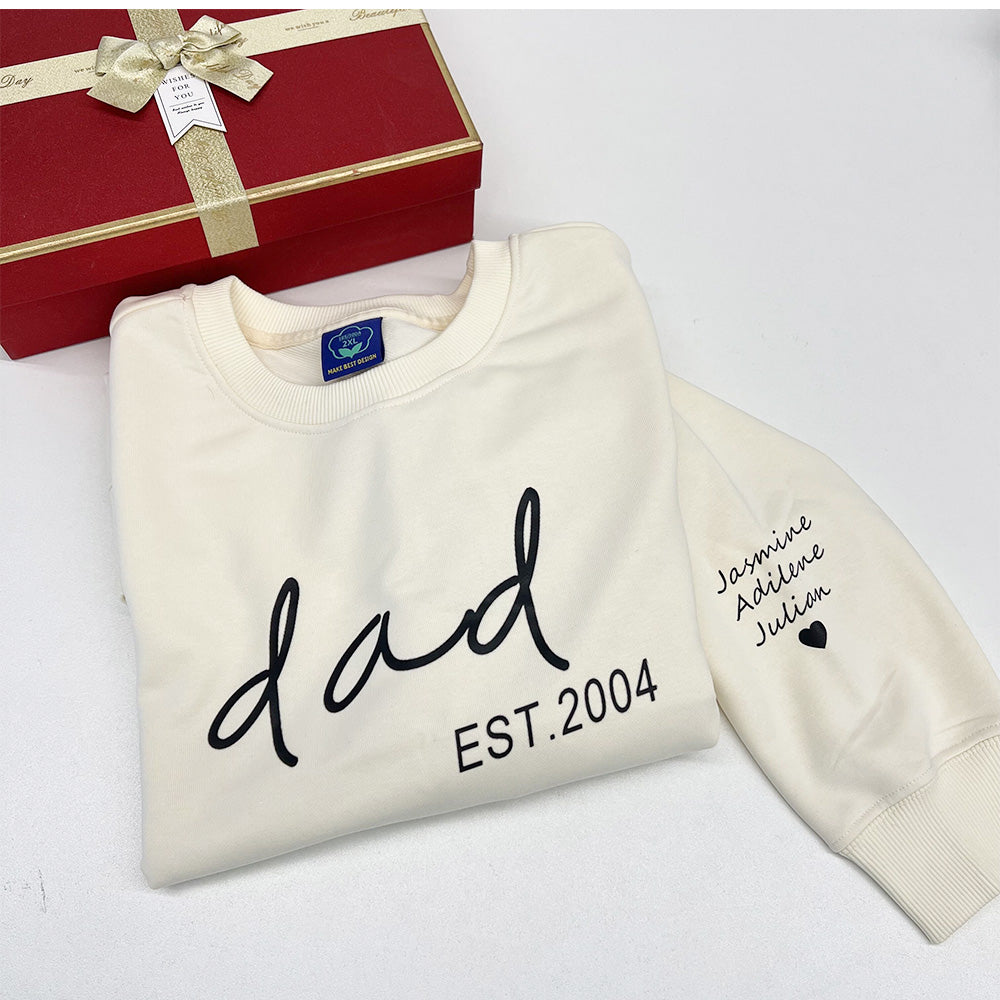 Personalized Papa Crewneck/Hoodie with Children Name on Sleeve
