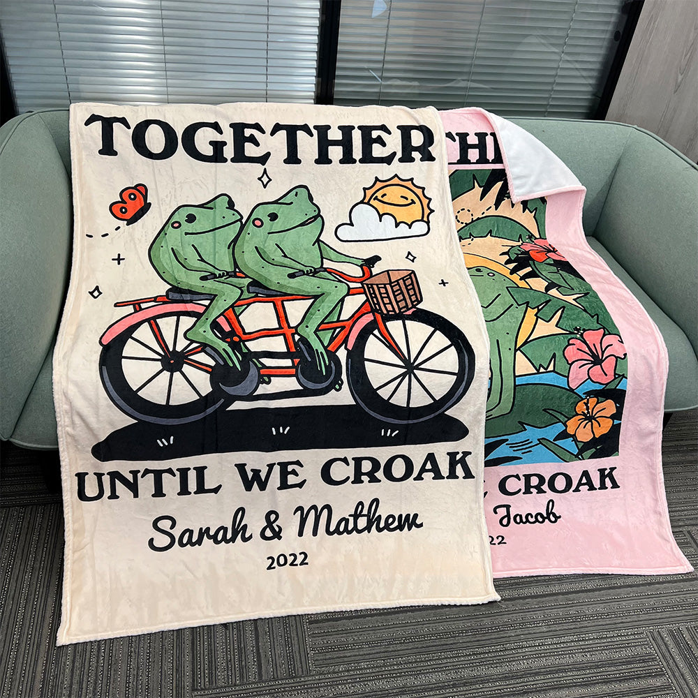 50%OFF⭐️Personalized Frog Illustration Blanket Together Until We Croak Style 2