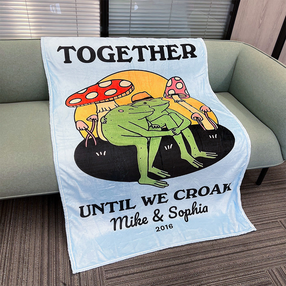 50%OFF⭐️Personalized Frog Illustration Blanket Together Until We Croak Style 3