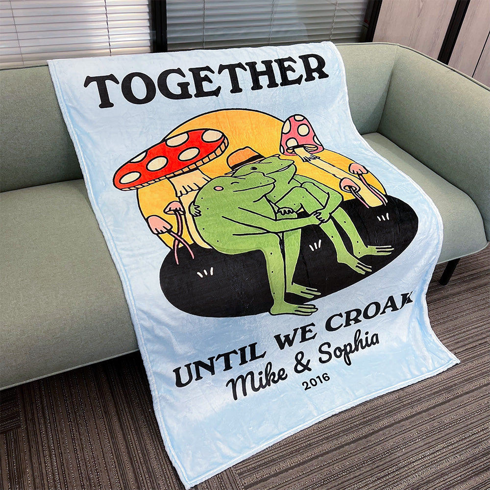 50%OFF⭐️Personalized Frog Illustration Blanket Together Until We Croak Style 3