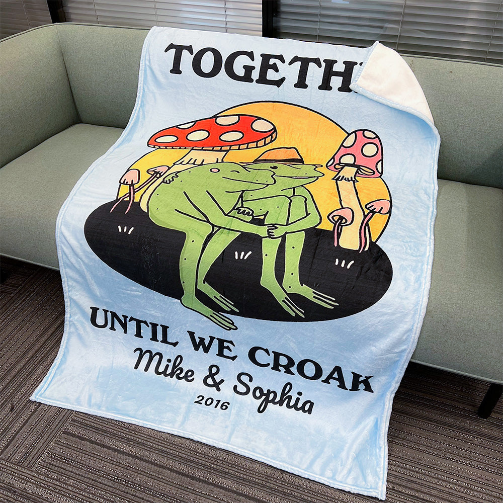 50%OFF⭐️Personalized Frog Illustration Blanket Together Until We Croak Style 3