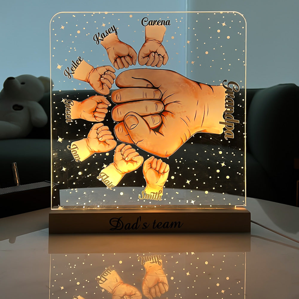 50%OFF⭐️Daddy's Team Fist Bump Personalized LED Night Light