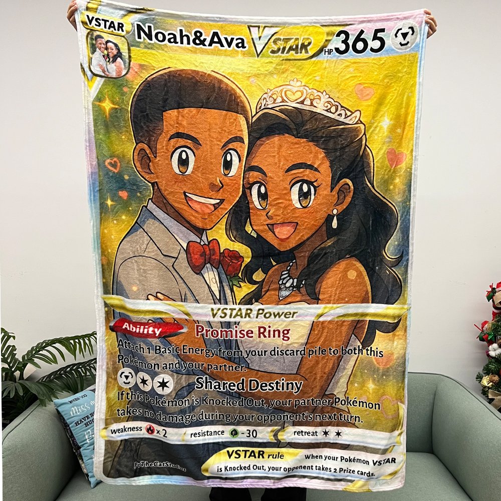 Custom Anime Couple Pokecard Blanket V/Vmax/VSTAR/EX/GX/TRAINER Card Blanket