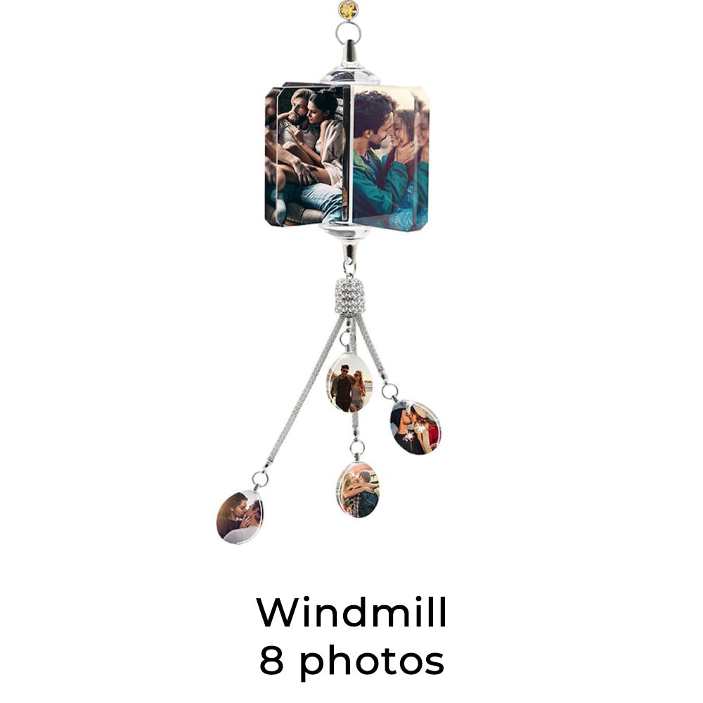 Personalized Photo Crystal Charm Rearview Mirror Pendants