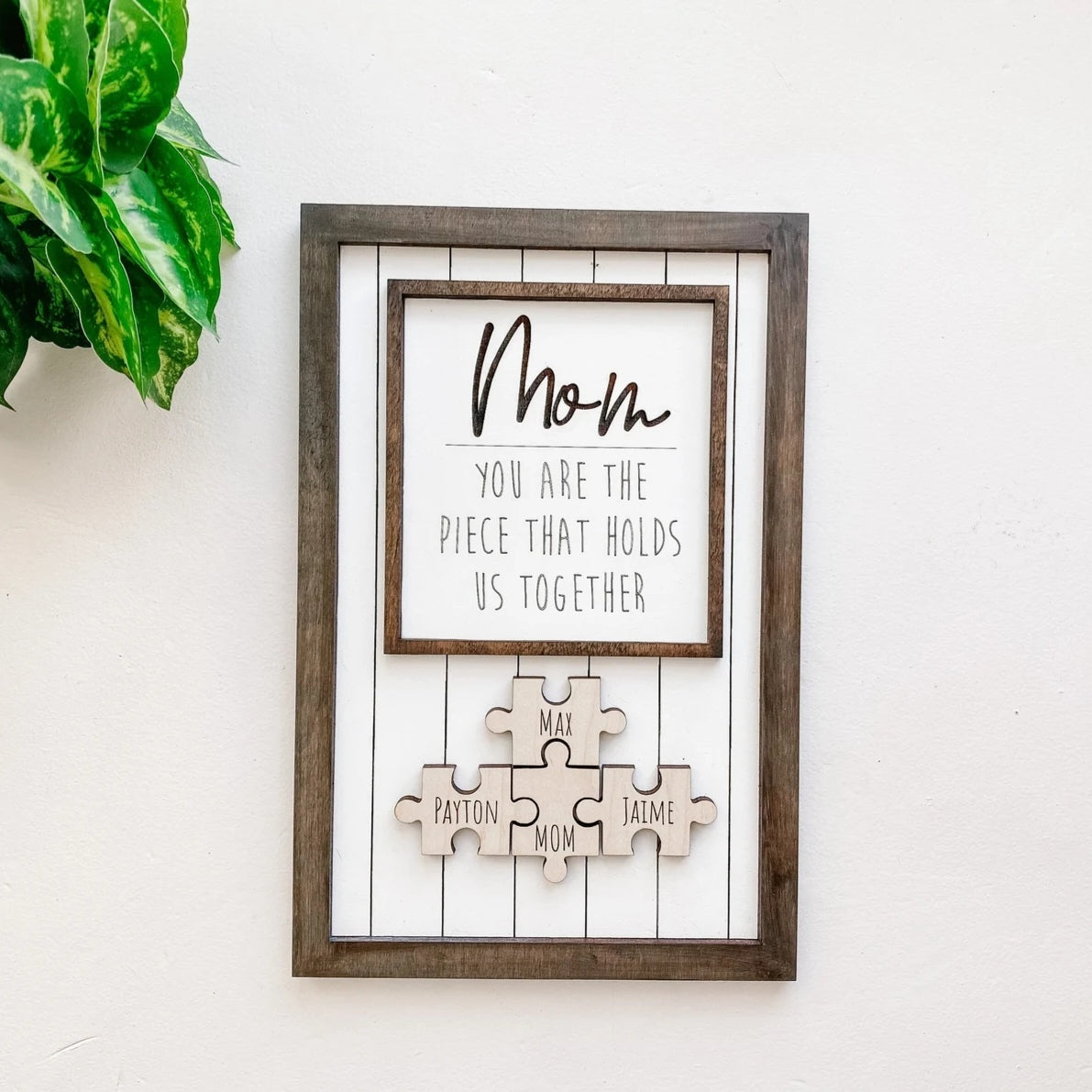 Personalized Rectangle Wooden Puzzle Frame Gift for Mom