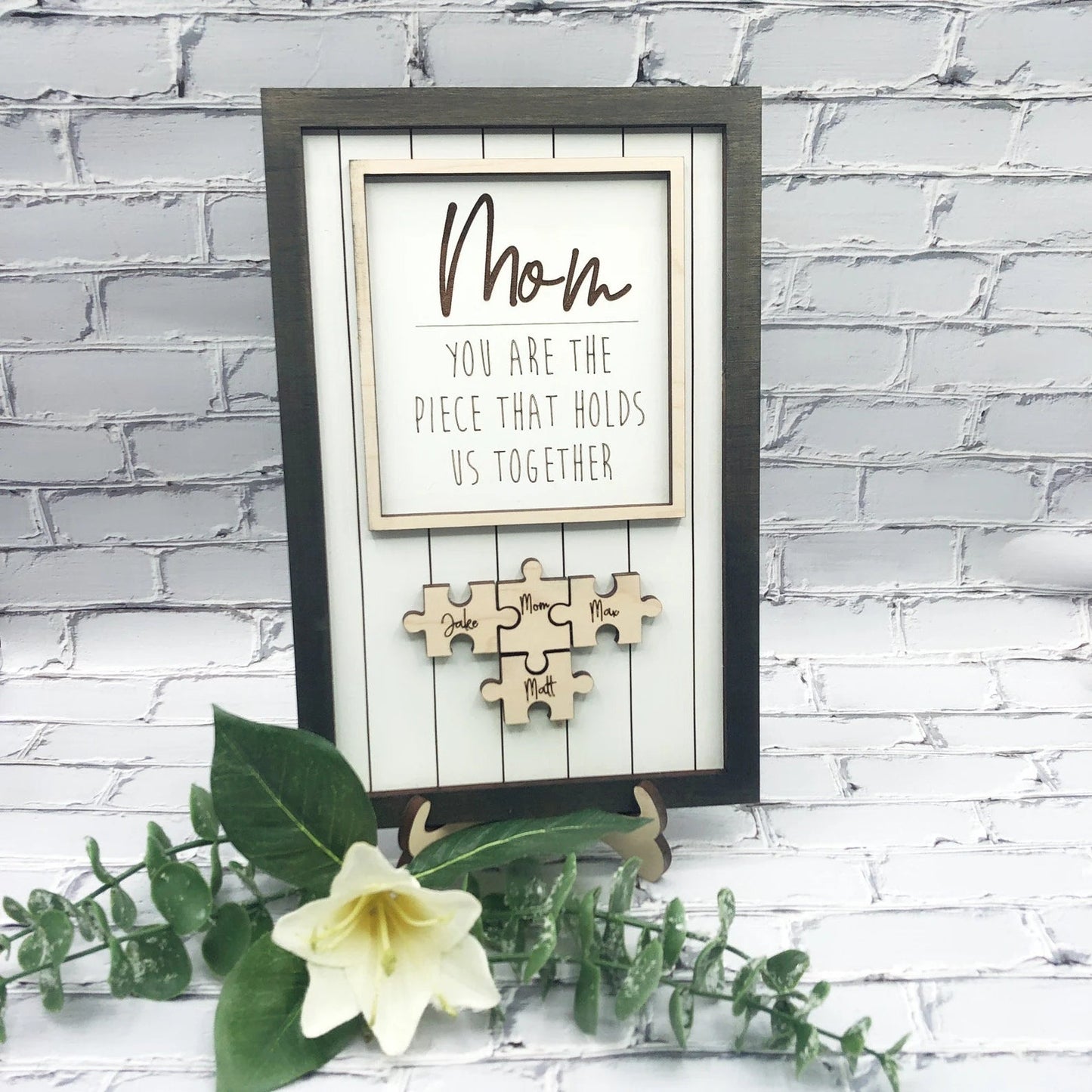 Personalized Rectangle Wooden Puzzle Frame Gift for Mom