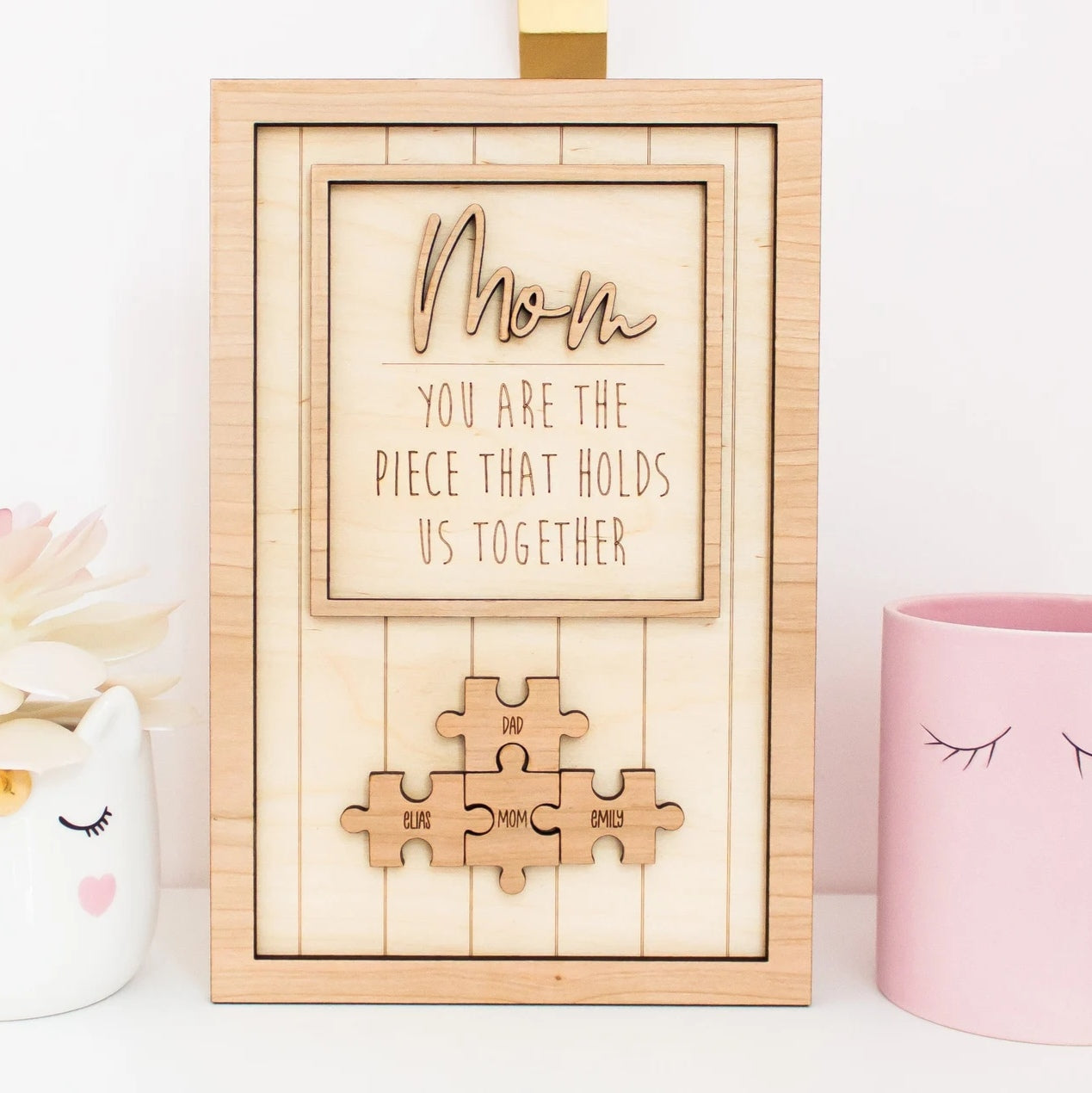 Personalized Rectangle Wooden Puzzle Frame Gift for Mom