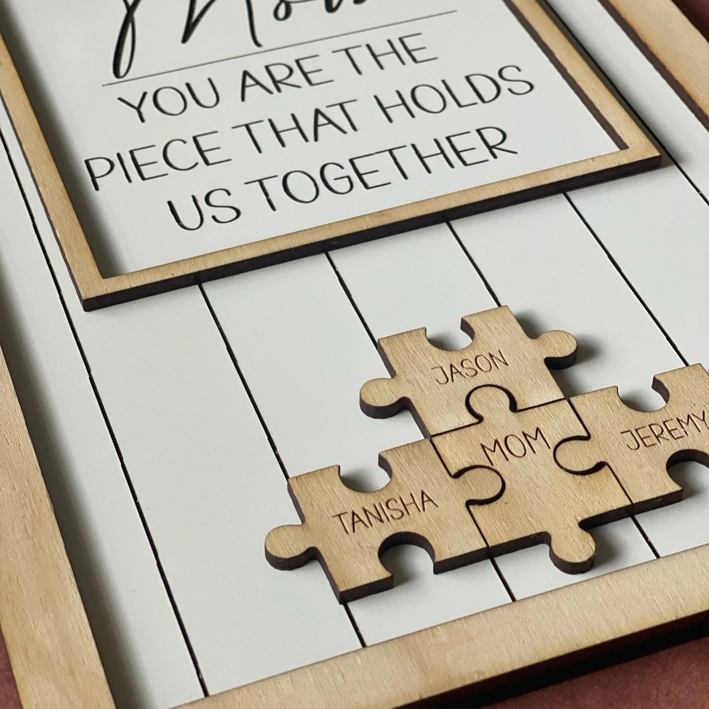 Personalized Rectangle Wooden Puzzle Frame Gift for Mom