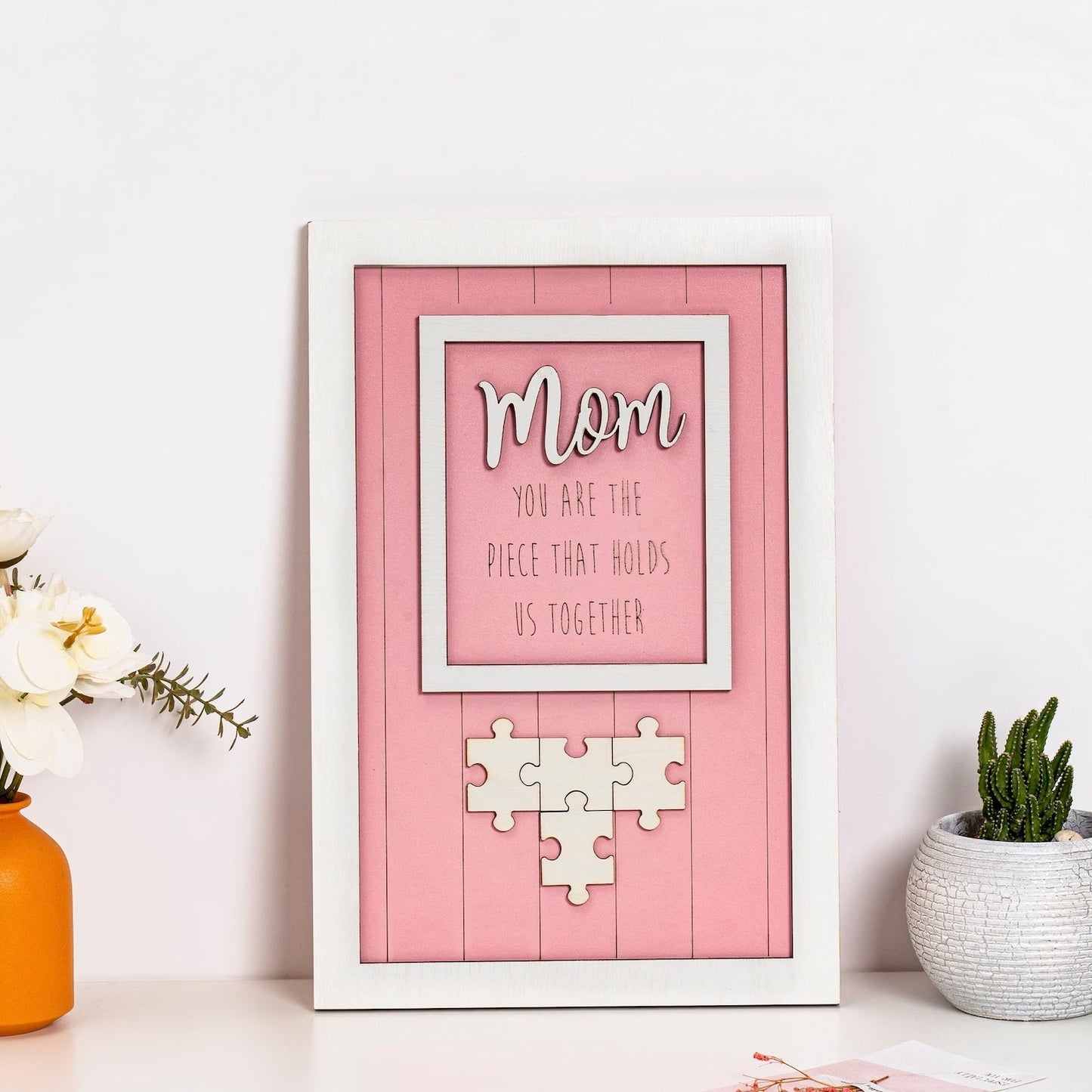 Personalized Rectangle Wooden Puzzle Frame Gift for Mom