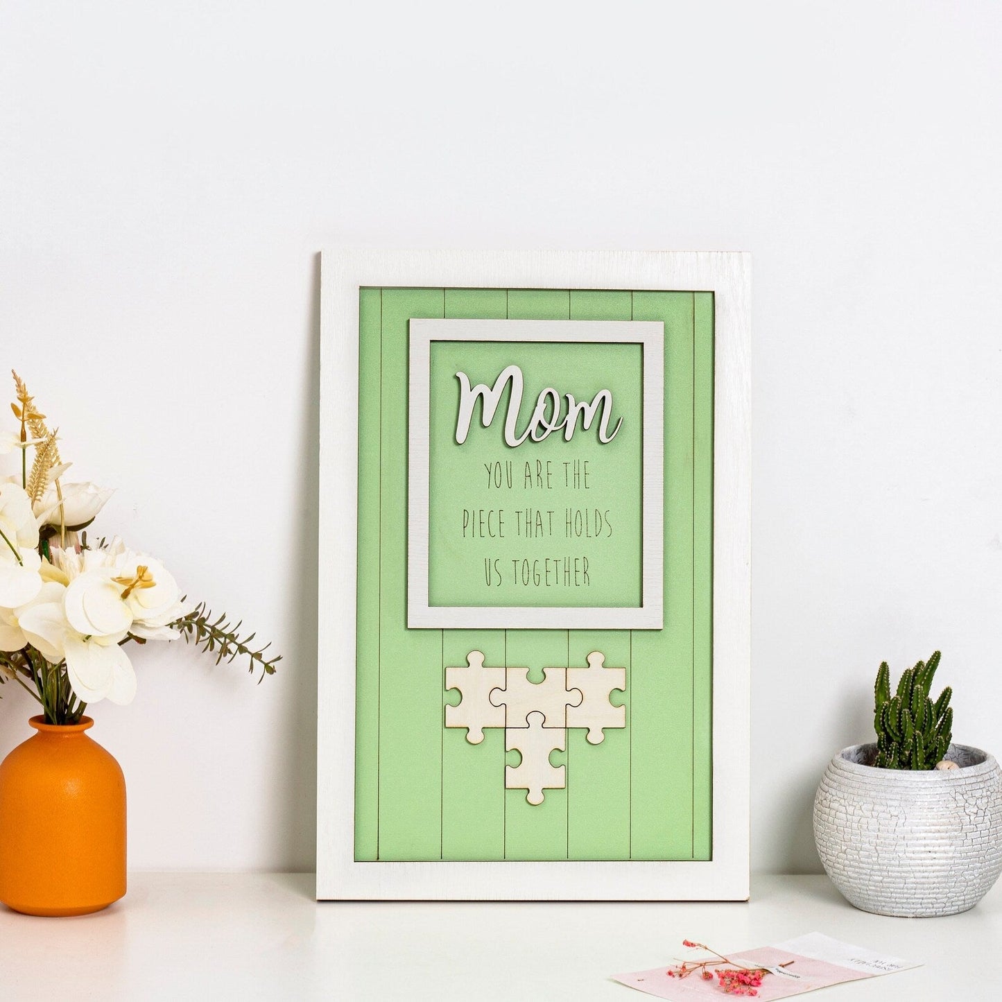 Personalized Rectangle Wooden Puzzle Frame Gift for Mom