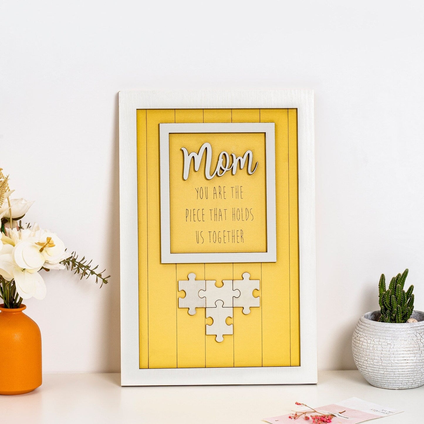 Personalized Rectangle Wooden Puzzle Frame Gift for Mom