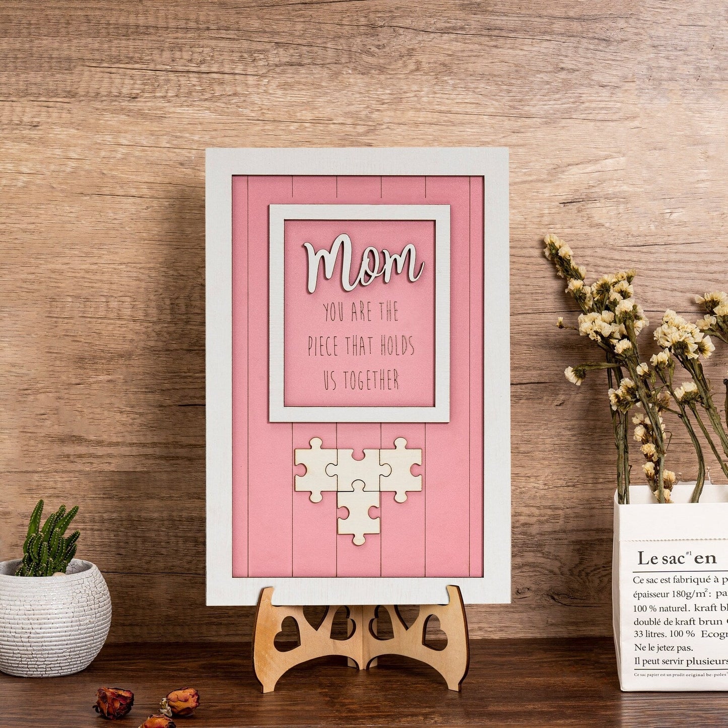 Personalized Rectangle Wooden Puzzle Frame Gift for Mom