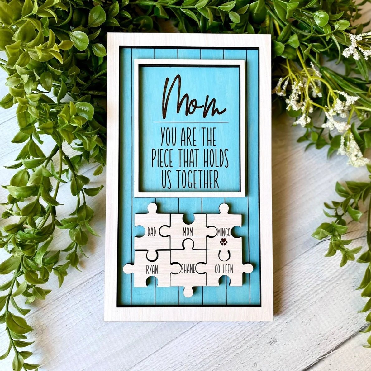 Personalized Rectangle Wooden Puzzle Frame Gift for Mom