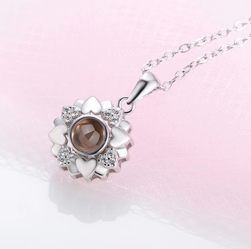 Personalized Photo Projection Flower Necklace