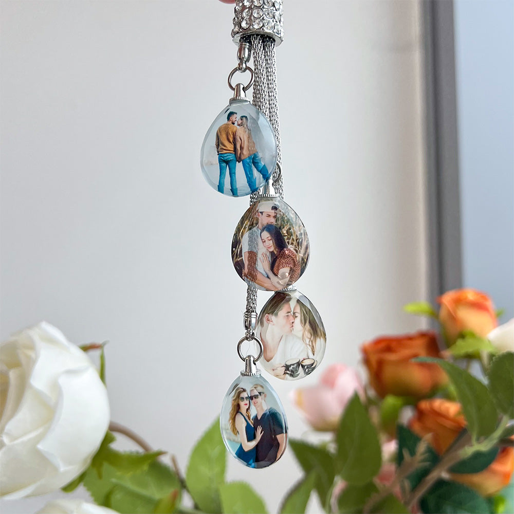 Arbre de vie de la Kabbale Pendentifs de rétroviseur avec breloque en cristal photo personnalisée