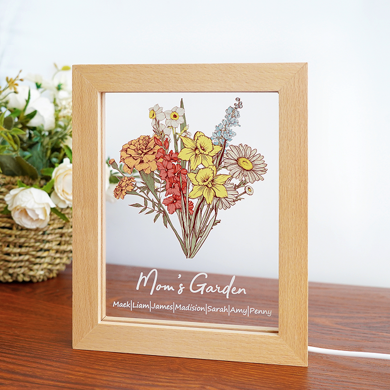 50%OFF⭐️Personalized Birth flower Bouquet Names LED Light