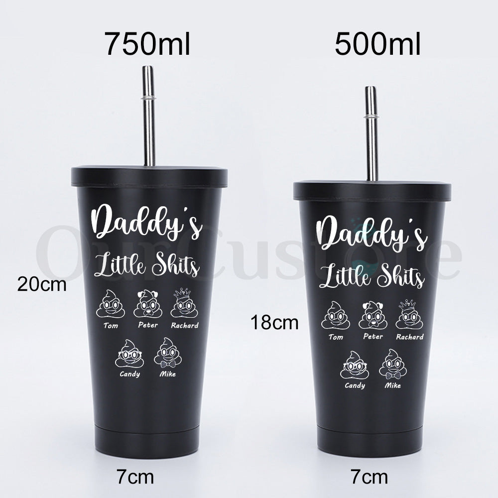 Personalized Daddy's Little Shits Stainless Steel Water Cup