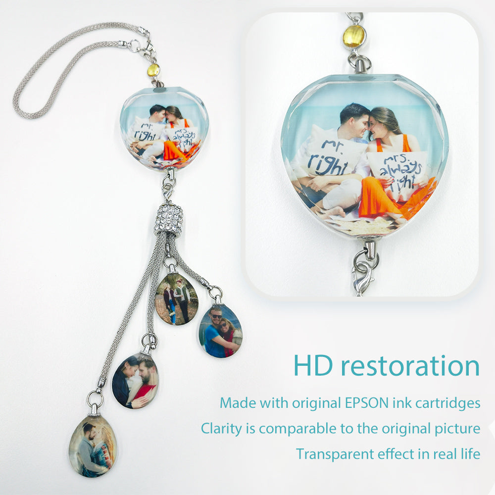 Personalized Photo Crystal Charm Rearview Mirror Pendants