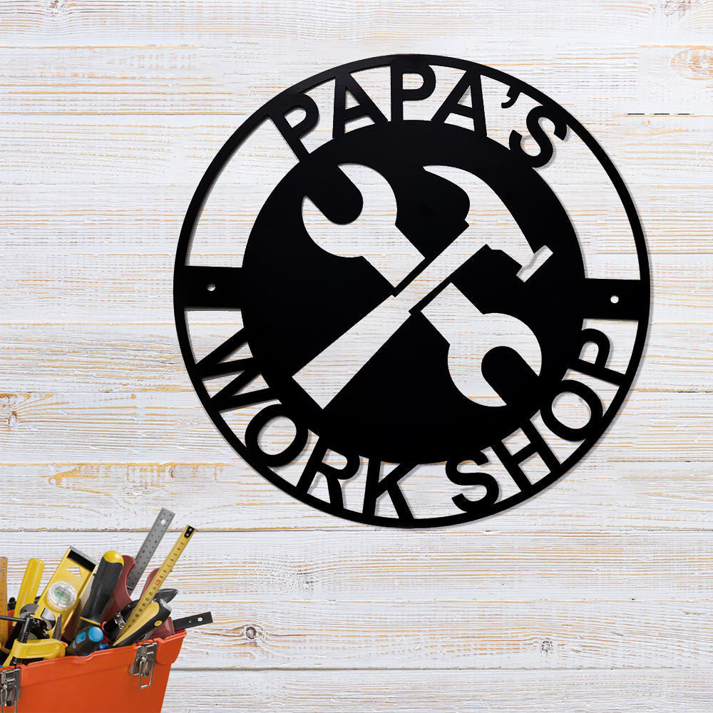 Personalized Work Shop Metal Sign, Fathers Day Gift