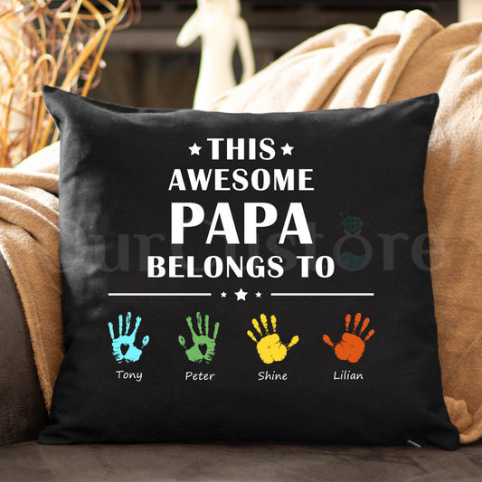 Personalized This Awesome Daddy Belongs to Pillow