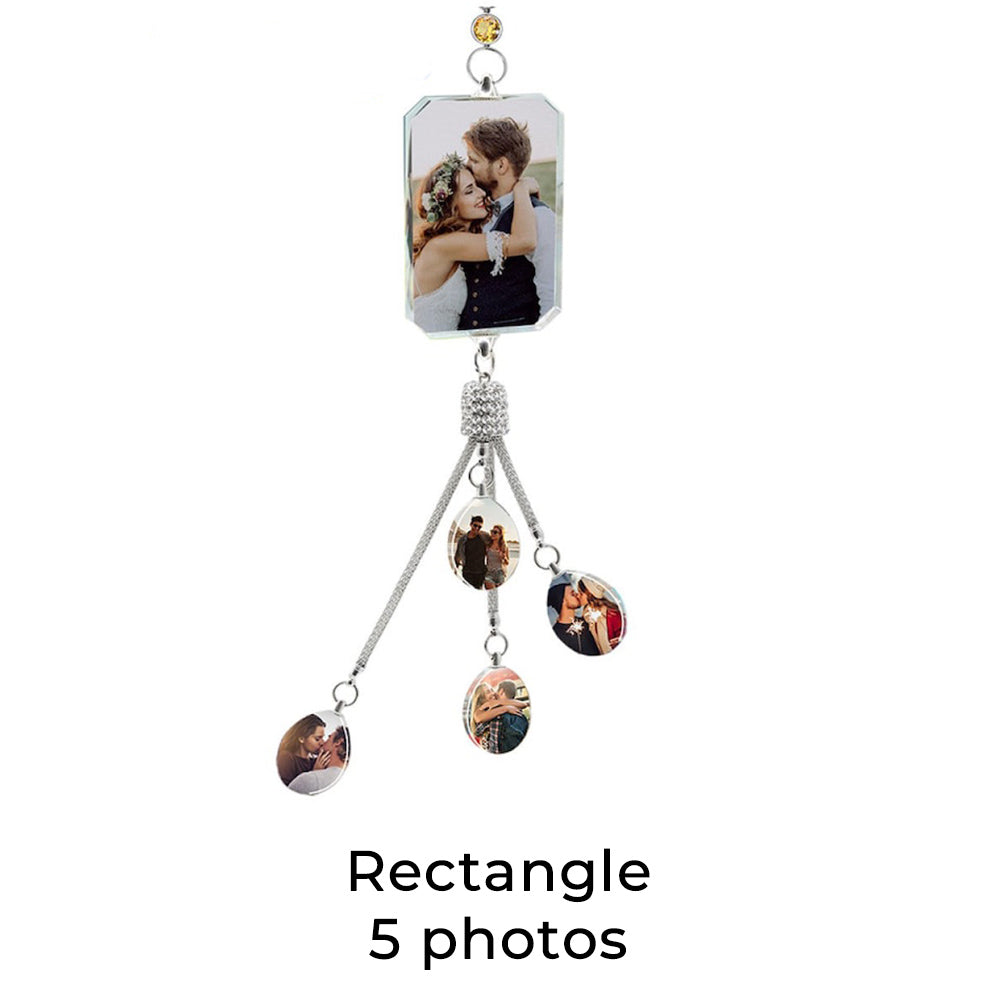 Personalized Photo Crystal Charm Rearview Mirror Pendants