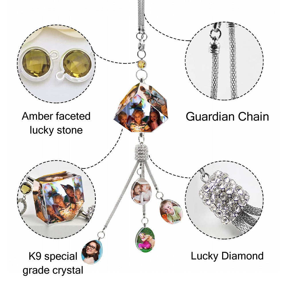 Personalized Photo Crystal Charm Rearview Mirror Pendants