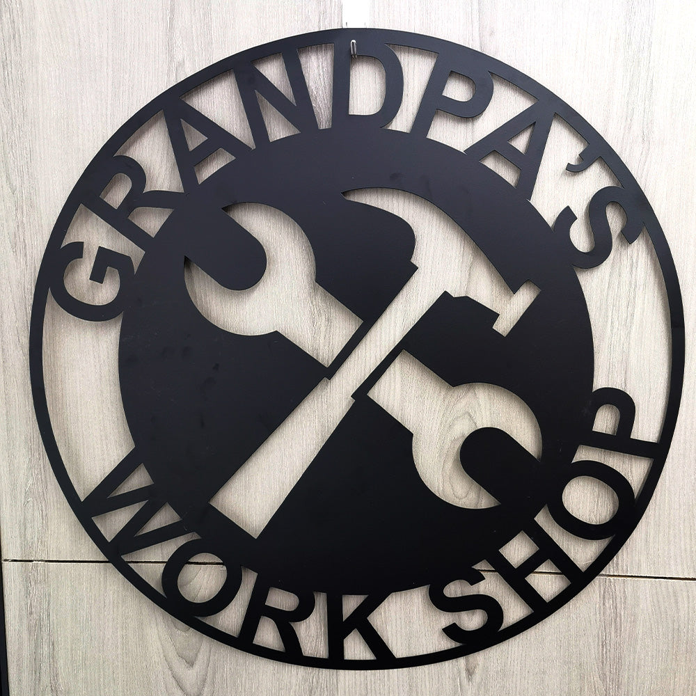 Personalized Work Shop Metal Sign, Fathers Day Gift