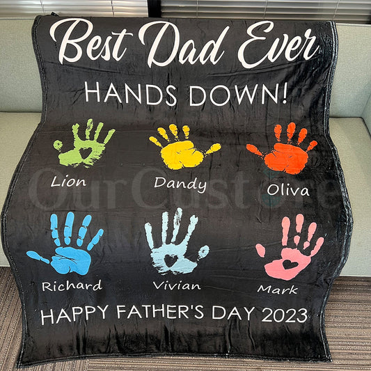 Personalized BEST DAD EVER, HANDS DOWN Blanket