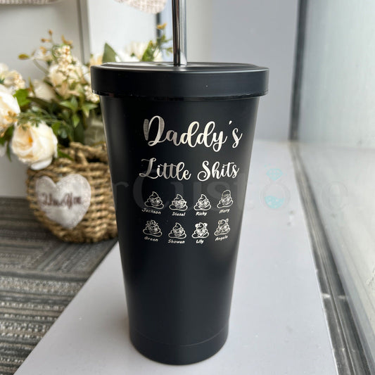 Personalized Daddy's Little Shits Stainless Steel Water Cup