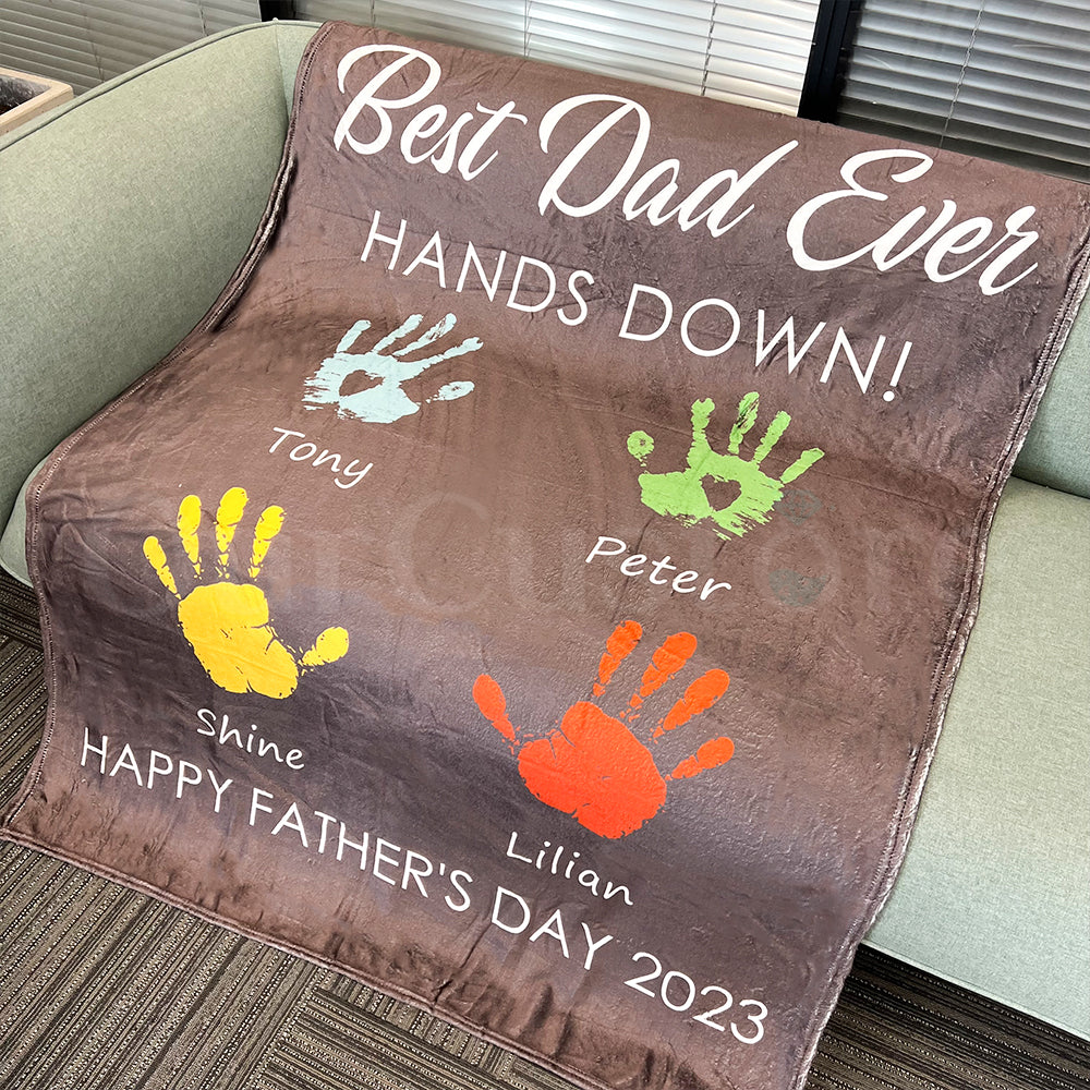 Personalized BEST DAD EVER, HANDS DOWN Blanket