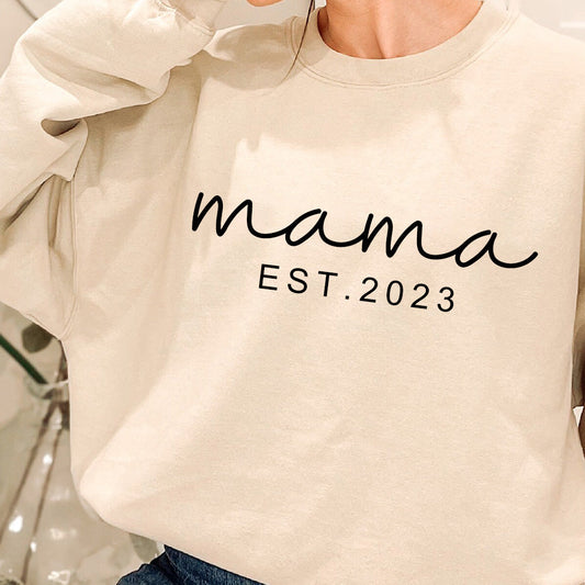 Personalized Mama T-shirt Hoodie with Children Name on Sleeve