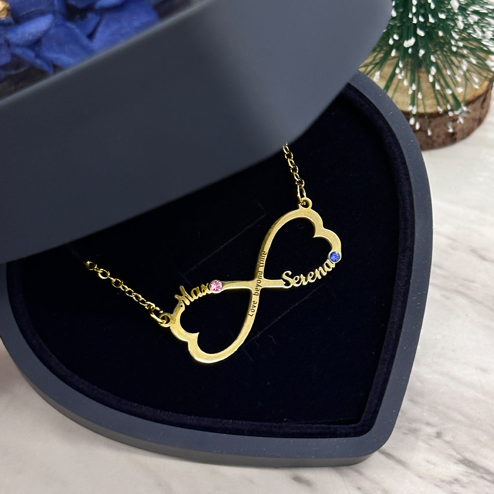 Personalized Heart Infinity Necklace With Name Birthstone Love Beyond Time