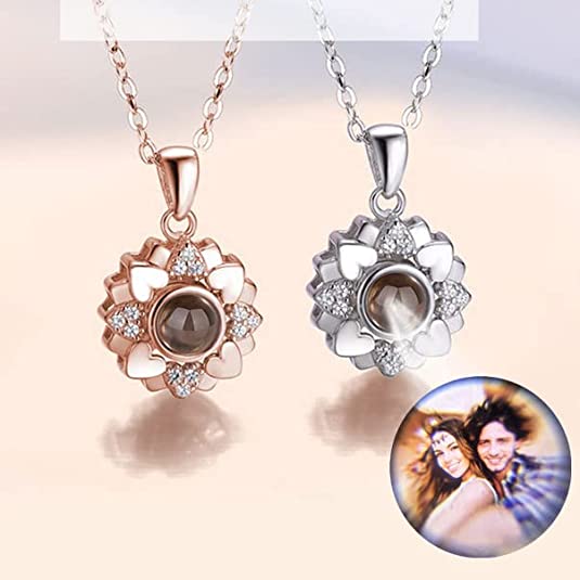 Personalized Photo Projection Flower Necklace