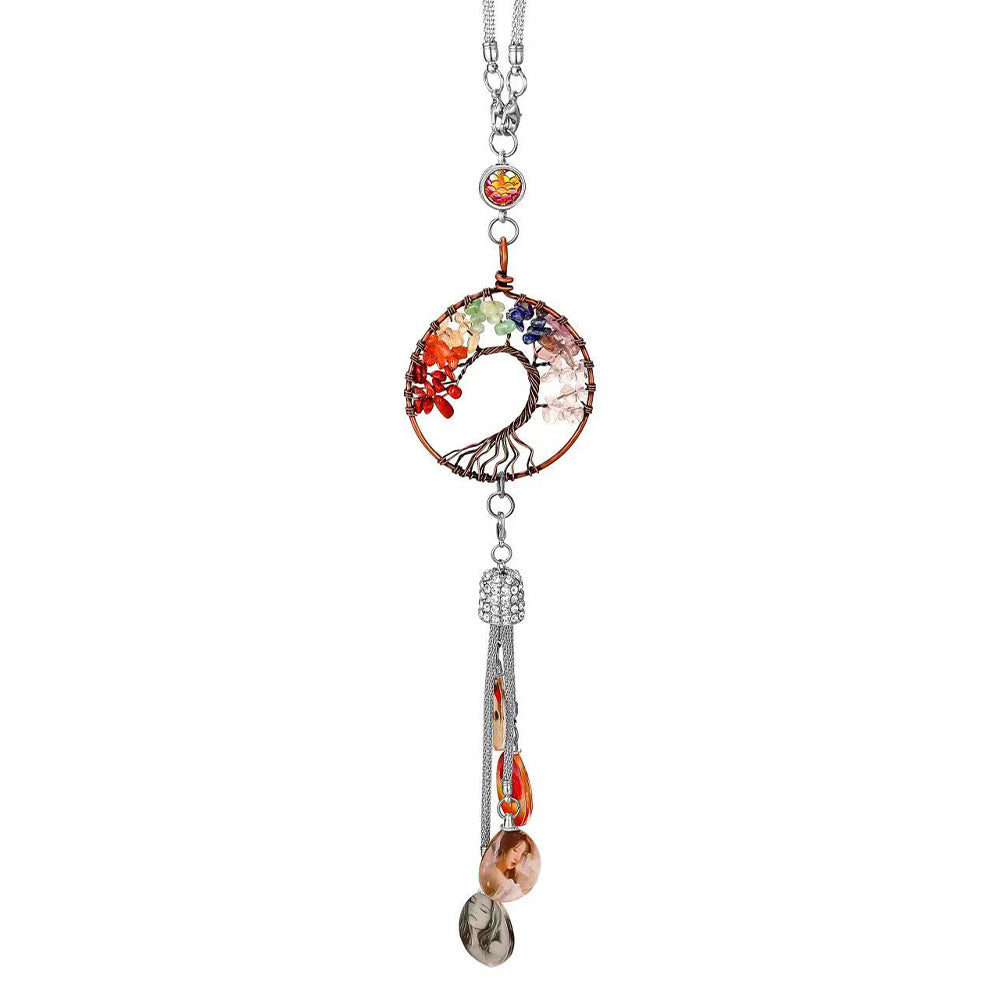 Arbre de vie de la Kabbale Pendentifs de rétroviseur avec breloque en cristal photo personnalisée