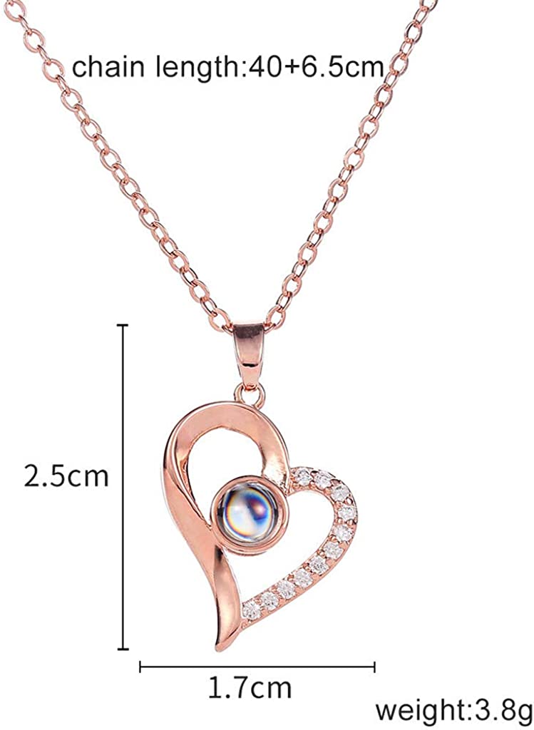 Personalized Photo Projection Heart Shape Necklace