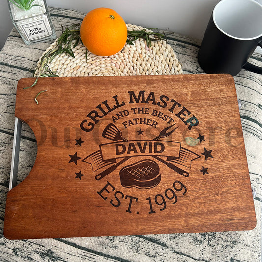 Customized Grill Master Cutting Board With Name For Husband/BF/Dad